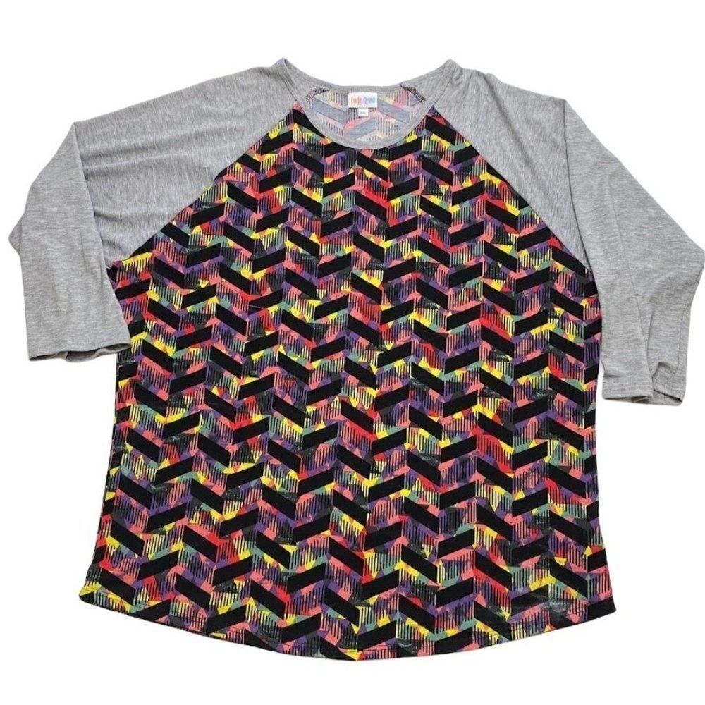 ‎LuLaRoe Gray Multicolor Geometric Randy Soft 3X